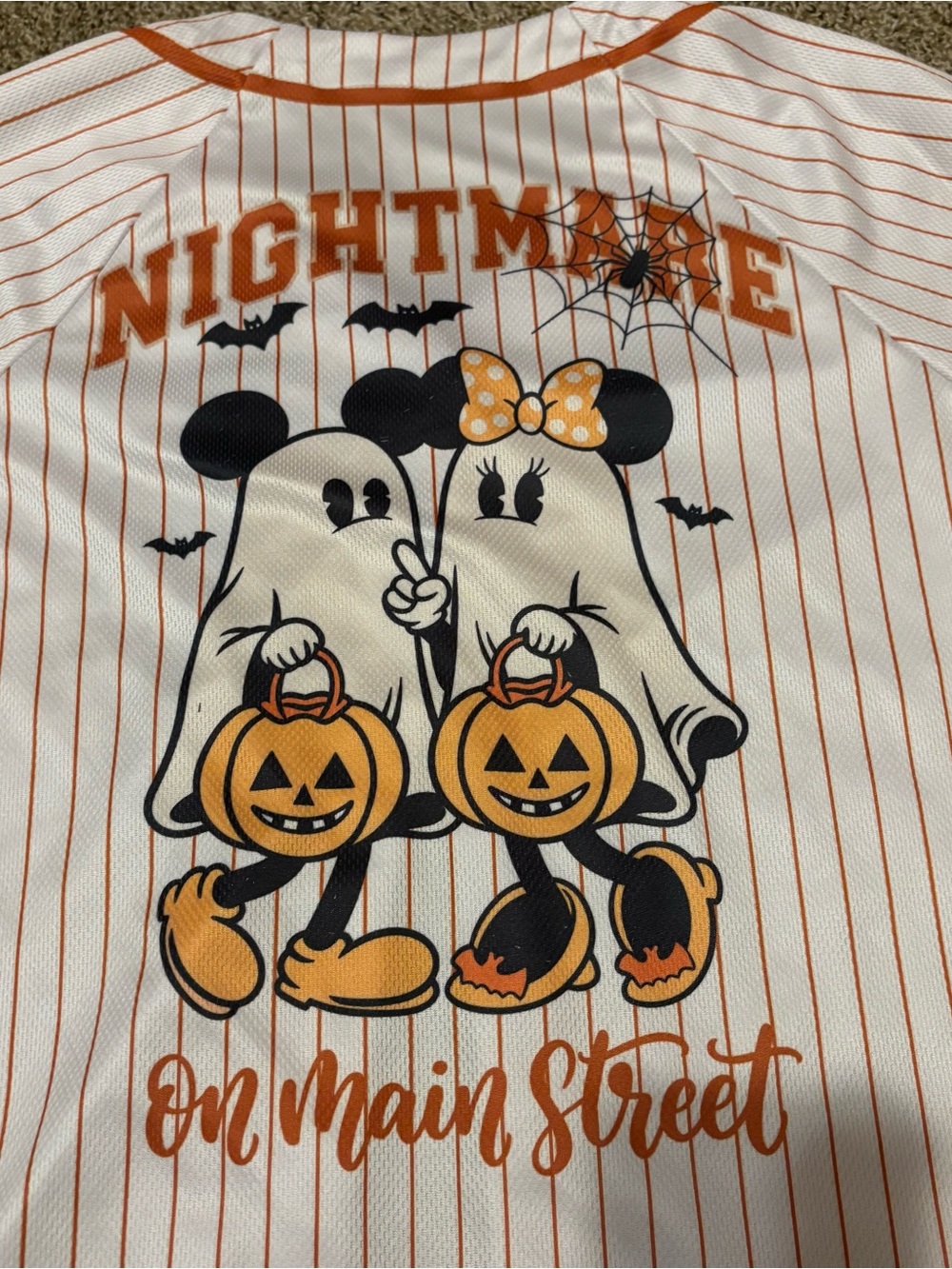 Disney White and Orange Striped Halloween Mickey Baseball Jersey - Picture 2 of 8